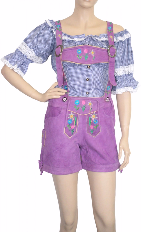 Damen Kurze trachtenlederhose damenlederhose Ziegenleder Wildbockleder