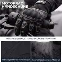 Motorradhandschuhe aus Hochleistungs-Materialkonstruktion mit atmungsaktivem Textildesign und schnelltrocknem Material