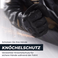 Motocross-Motorrad-Biker-Sommerhandschuhe in Schwarz Rückansicht der langlebigen und bequemen Kevlar-Bikerhandschuhe aus Leder. Aus 100 % glattem Leder gefertigt, verbinden diese Motorradhandschuhe Strapazierfähigkeit mit außergewöhnlichem Komfort. Perfekt für lange Fahrten, um Ihre Hände geschützt und beque