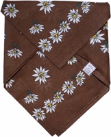 German Wear Edelweiß Baumwolltuch in Dunkelbraun, 50x50cm mit floralem Muster. Leicht, weich und hautfreundlich. Perfekt als Dirndl-Accessoire, Oktoberfest-Tuch oder traditionelles bayerisches Halstuch.