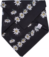 Traditioneller Schal in Schwarz von German Wear German Wear Edelweiß Schal, schwarzes 50x50 cm traditionelles Baumwolltuch mit Blumenmuster. Leicht und weich, ideal als Dirndltuch, bayerisches Trachtenaccessoire oder Oktoberfest-Halstuch.