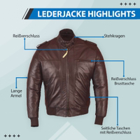 Herrenmode Lammnappa-Lederjacke in Braun Innenansicht einer Herren-Lederjacke in tiefem Braun. Aus 100 % Lammnappaleder gefertigt, bietet sie langlebige Qualität und elegante Raffinesse. Mit schlankem Design und großzügigen Taschen vereint sie mühelos Stil und Funktionalität.