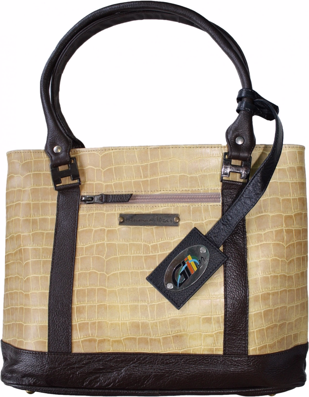Damen-Lederhandtasche (beige & braun) von German Wear German Wear Damen Lederhandtasche in Beige und Braun, aus echtem Rindsleder. Stilvolle Tote, Shopper, Schulter- und Umhängetasche mit Reißverschluss, abnehmbarem Riemen und geräumigen Fächern für den Alltag.