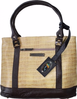 Women's leather handbag (beige & brown) by German Wear German Wear women's leather handbag in beige and brown, made from genuine cowhide leather. Stylish tote, shopper, shoulder bag, and crossbody bag with zipper, removable strap, and spacious compartments for everyday use.