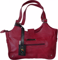 Women's leather handbag from German Wear German Wear Women’s Leather Handbag in red, crafted from genuine cowhide leather. Tote bag with removable strap, zipper & magnetic closure, front zip pocket, internal compartments for phone & valuables, perfect for everyday use or special occasions.