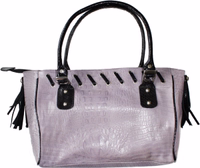 Women's leather handbag from German Wear Trendy German Wear Designer leather handbag with natural leather texture, leather fringes, removable strap, top handles, and front zippered pocket. Perfect for everyday use or work.