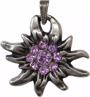 Traditional Edelweiss Necklace from German Wear Close-up of the German Wear Traditional Edelweiss Necklace buckle, showing high-quality lobster clasp and satin/chiffon ribbons, easy to wear, perfect for Oktoberfest and Bavarian costume jewelry.