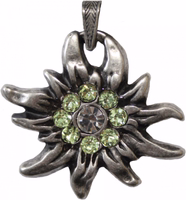 Traditional Edelweiss Necklace from German Wear Front view of metal buckle on German costume necklace, showcasing high-quality craftsmanship, secure closure, and elegant design for traditional Edelweiss satin/chiffon necklace.