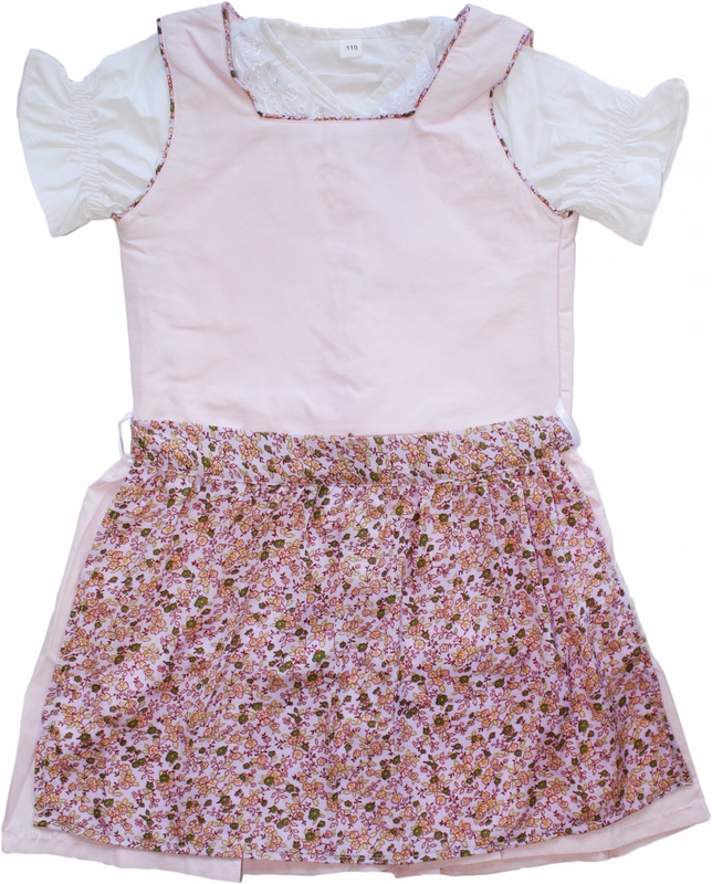 3-tlg Kinder Dirndl Mädchendirndl Dirndlbluse Dirndlschürze Kleid Rosa