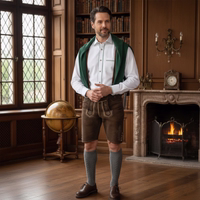 Men's Traditional Bavarian Shirt Life Style view of White traditional Bavarian shirt with kent collar