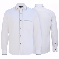 Men's Traditional Bavarian Shirt Front and back view of White traditional Bavarian shirt with kent collar