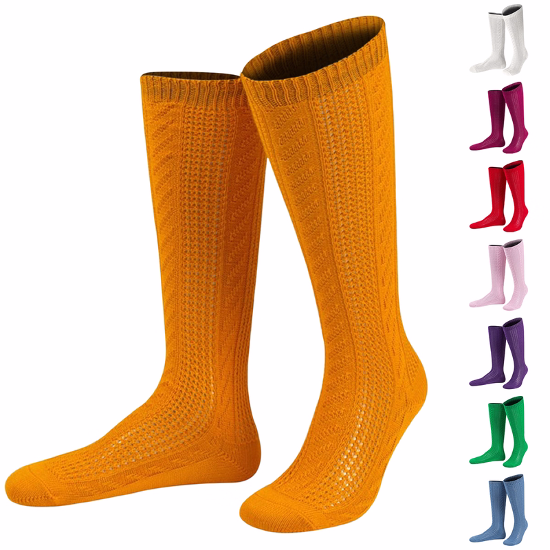 short ladies Trachten socks stockings braided look, colour white