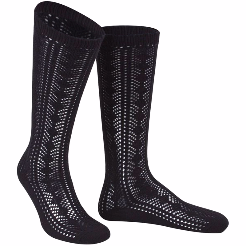 short ladies Trachten socks stockings braided look, Black