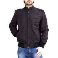 Men's Nubuck Lamb Nappa Leather Jacket Front view of men’s soft brown lamb nappa leather jacket crafted from premium genuine leather designed for breathability and comfort top-rated winter fashion outerwear shop real leather jackets online get yours now.