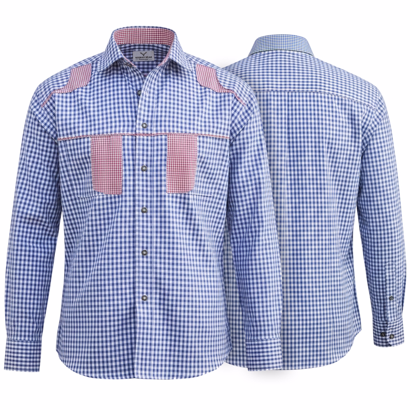 Shirt for Bavarian, made of cotton, blue and white check