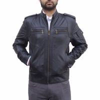 Front view of Elegant Design & style with a Black Nappa Nappa-Leather Jacket. Soft lamb-nappa leather, practical pockets, and a front zipper. Perfect for any occasion. Designed by German Wear. Free next business-day delivery and worldwide returns.
