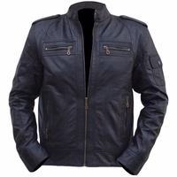Front view of Elegant Design & style with a Black Nappa Nappa-Leather Jacket. Soft lamb-nappa leather, practical pockets, and a front zipper. Perfect for any occasion. Designed by German Wear. Free next business-day delivery and worldwide returns.