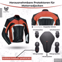Removable protectors for motorcycle jacket: shoulder pads, elbow pads, back pad, double protection