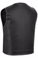 Authentic black leather biker vest. Meticulously crafted for durability, it ensures maximum comfort on ride. With practical pocket layout &quality calfskin material, it's the ultimate choice for discerning bikers. Stock FREE next business day delivery