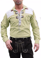 Herren Bayerisches Trachtenhemd Vorderansicht des Herren Bayerisches Trachtenhemd Grün Kariert aus hochwertiger Baumwolle von OS Trachten passend zu Lederhosen und festlichen Outfits ideal für Oktoberfest und Trachtenmode jetzt online kaufen