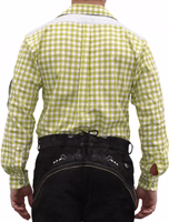 Herren Bayerisches Trachtenhemd Rückansicht des Herren Bayerisches Trachtenhemd Grün Kariert gefertigt aus reiner Baumwolle mit traditionellen Details perfekt für Oktoberfest Kostüm und bayrische Feste kaufen Sie jetzt online