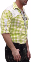 Herren Bayerisches Trachtenhemd Seitenansicht des Herren Bayerisches Trachtenhemd Grün Kariert von OS Trachten mit festlichem Design und authentischem Handwerk ideal für Lederhosen und Trachtenmode kaufen Sie noch heute online
