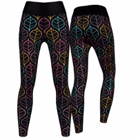 Das Paar Art Leaves Leggings für Damen – Premium Sport-, Fitness- und Gymnastik-Leggings – Atmungsaktive, feuchtigkeitsableitende Workout-Tights mit UV-Schutz – Stylische und bequeme Activewear für Leistung und Alltag