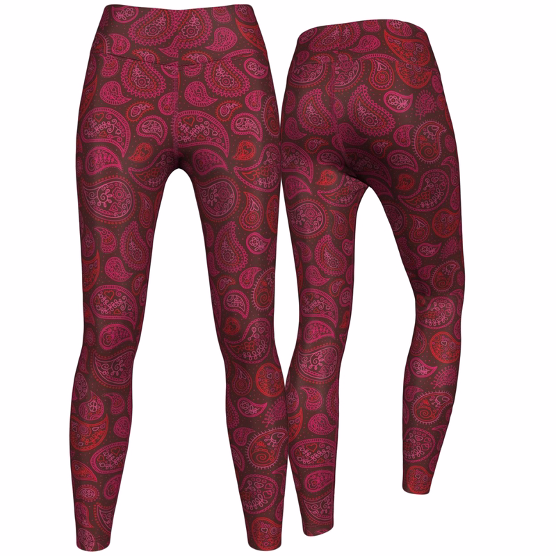 Sport leggings with UV protection Pair of Pink Paisley Leggings – Ladies' High-Performance Fitness & Sport Leggings for Training, Dance & Leisure – Premium Fashion Leggings for Comfort & Style – Buy Online for Ultimate Workout Experience