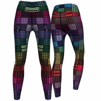 Sport leggings with UV protection Pair of Rainbow Squares Leggings – High Performance Ladies' Fitness & Fashion Leggings for Workout, Training, Dance & Sports – Stylish, Comfortable & Durable Activewear for Women