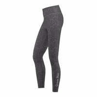 Women’s Stretchy Sport Gray Melange Leggings Side view of women’s gray melange sport leggings with sweat wicking lightweight and durable material providing comfort flexibility and fashion for fitness and leisure get now online
