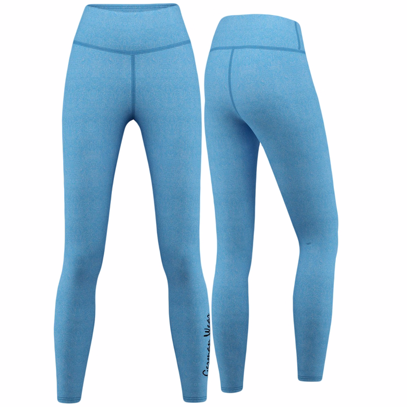Fitness-Leggings für Damen von German Wear Vorder- und Rückansicht hoch dehnbarer türkiser Damen-Leggings, ideal für Sport, Yoga, Gymnastik und Fitness. Atmungsaktiv, UV-geschützt, antibakteriell – stylische Activewear für den Alltag.