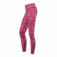 Seitenansicht der Damen Stretchy Leggings Pink Schwarz Sport Yoga Leggings mit elastischem atmungsaktivem Material ideal für Fitness Yoga und Outdoor Aktivitäten jetzt bequem online kaufen