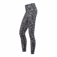 Damen Stretch-Sport-Yoga-Leggings Schwarz/Weiß Seitenansicht von Damen Stretch Leggings in Schwarz Weiß Melange mit atmungsaktivem Stoff UV Schutz und langlebigem Polyester Elasthan Material perfekt für Sport und Alltag jetzt kaufen