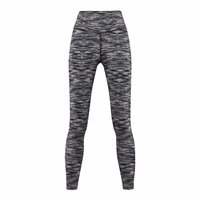 Damen Stretch-Sport-Yoga-Leggings Schwarz/Weiß Vorderansicht von Damen Stretch Sportleggings in Schwarz Weiß Melange ideal für Fitness Yoga und Freizeit mit flexibler Passform schweißableitender Funktion und Stil jetzt online kaufen