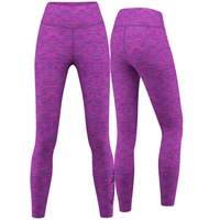 Damen Stretch-Sport-Yoga-Leggings Vorder und Rückansicht der German Wear Damen Stretch Sport Yoga Leggings in Lila Pink Melange mit hoher Flexibilität UV Schutz und Kompression perfekt für Fitness Training und Yoga jetzt online kaufen