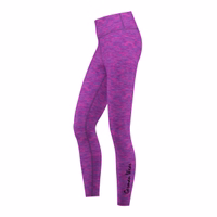 Damen Stretch-Sport-Yoga-Leggings Rückansicht der German Wear Damen Stretch Kompressions Yoga Leggings in Lila Pink Melange ideal für Sport Training und Yoga aus flexiblem Polyester Elastan Material komfortabel jetzt online kaufen