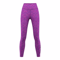 Damen Stretch-Sport-Yoga-Leggings Vorderansicht der German Wear Damen Stretch Sport Yoga Leggings in Lila Pink Melange aus Polyester Elastan für Training Yoga und Fitness atmungsaktiv bequem und flexibel jetzt Leggings kaufen