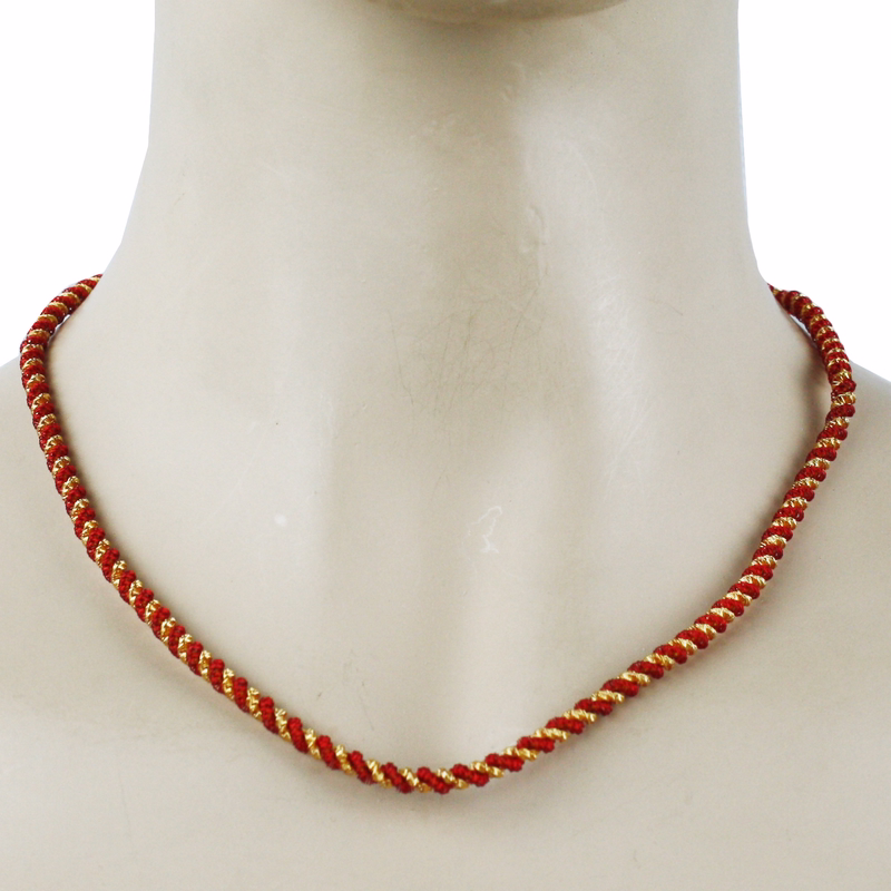 Traditional German cord by German Wear Red and gold Traditional German cord, twisted metal design, ideal as a Costume pendant cord or German Wear chain, decorative accessory for traditional outfits, durable 2-color metal cord, 45cm, shiny and elegant.