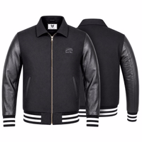 College Blouson Wool Leather Jacket Vorder- und Rückansicht College Blouson Woll-Leder Definitive Jacke. Aus hochwertigen Materialien gefertigt, bietet sie einen zeitlosen Look mit modernem Twist. Perfekt für alle Anlässe. Weltweit kostenloser Versand.