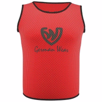 Front view of German Wear 6-Pack Soccer Red Bibs crafted with lightweight polyester mesh offering comfort and durability for soccer practice handball and team sports training gear buy now.