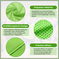 Close-up of green training bib showing mesh fabric with ventilation holes and visible stitching