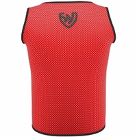 Back view of German Wear 6-Pack Soccer Red Bibs featuring air mesh fabric elastic design and soft short sleeve fit suitable for soccer basketball volleyball and team sports use get now.