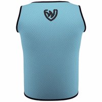 Rückansicht der German Wear 6er-Pack Fußball-Leibchen in Mittelblau, mit atmungsaktivem Mesh, elastischer Passform und weichen Ärmeln – bietet Komfort für Fußball, Basketball, Volleyball und anderes Sporttraining. Jetzt bestellen!