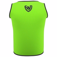 Back view of German Wear 6-Pack Soccer Green Bibs crafted from high quality elastic polyester with breathable mesh texture ideal for soccer handball and team sports practice gear get now.