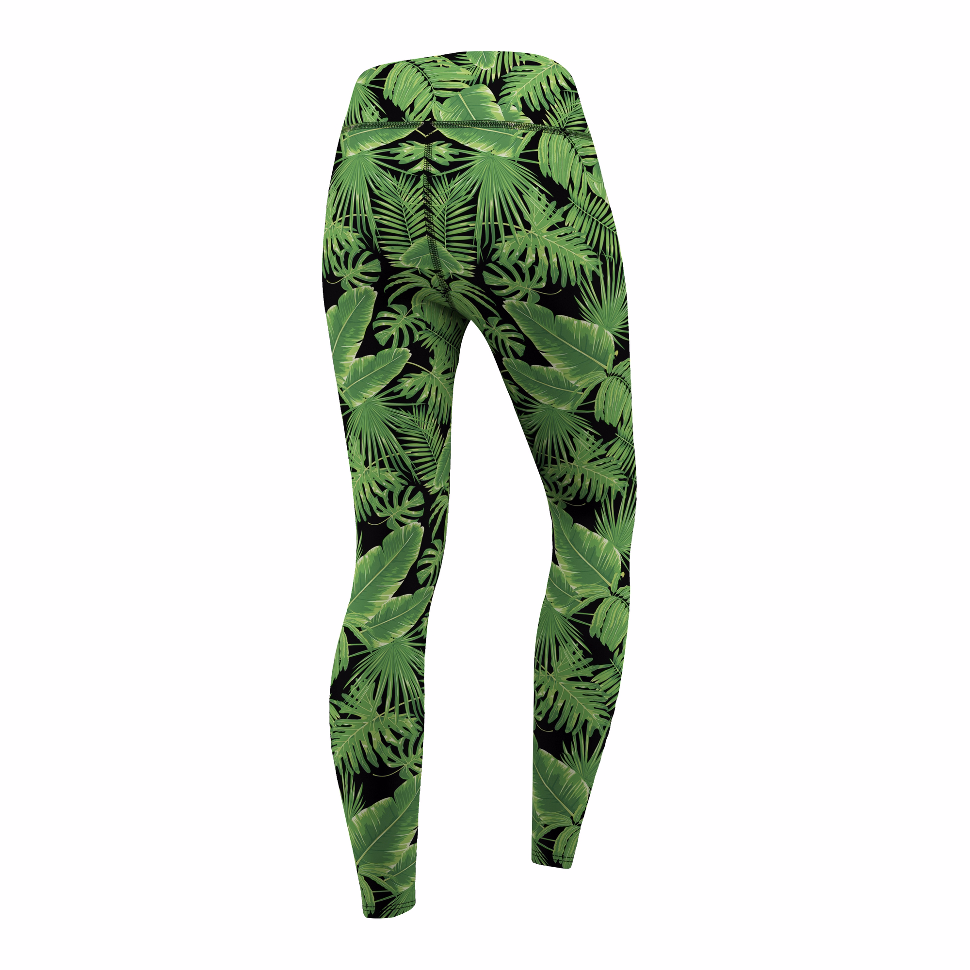 Damen Sport-Yoga-Leggings mit Dschungelblättern Rückansicht der Damen Jungle Leaves Sport Yoga Leggings von German Wear im stilvollen Dschungel Print atmungsaktiv hoher Stretch UV Schutz und Kompression für aktive Frauen jetzt online kaufen