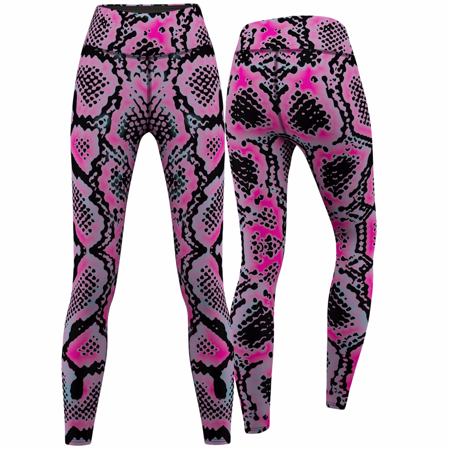 Damen Sportleggings mit Schlangenprint Vorder und Rückansicht der Damen Snake Skin Print Sport Yoga Leggings von German Wear mit elastischem atmungsaktivem Stoff für Fitness Training Yoga und Freizeit maximaler Komfort jetzt online kaufen