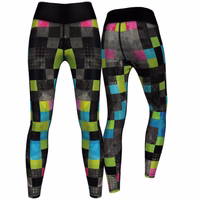 Damen Sport-Yoga-Leggings „Neo Pixels“ Vorder und Rückansicht der Damen Neo Pixels Sport Yoga Leggings ideal für Yoga Tanz und Training mit atmungsaktivem UV schützendem Stretch Material langlebig und komfortabel jetzt kaufen Leggings