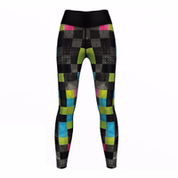 Vorderansicht der Damen Neo Pixels Sport Yoga Leggings mit elastischem atmungsaktivem Stoff hoher Bewegungsfreiheit perfekt für Workouts Tanz und Sport stilvoll und strapazierfähig jetzt sichern