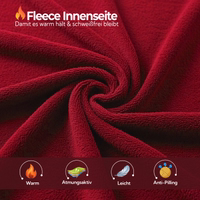 Close-up of red training jacket's interior showing fleece lining fabric texture