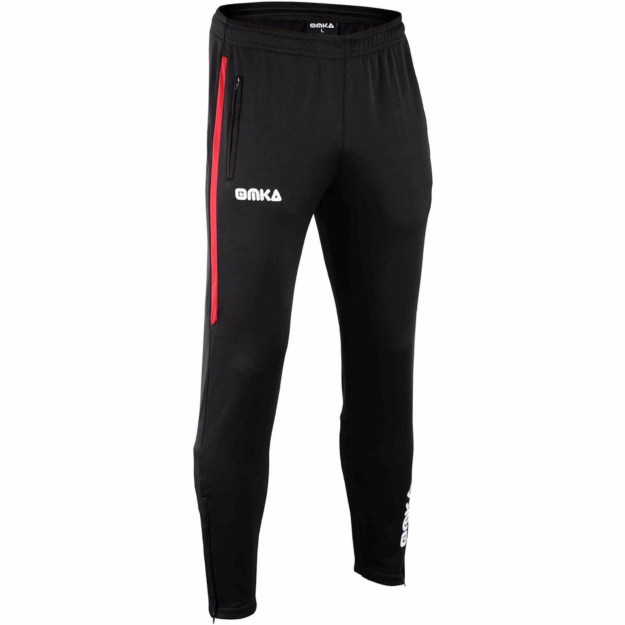 Seitenansicht der OMKA Optima Herren Trainingshose Rot zeigt flexible Passform und Belüftungszonen, ideal zum Laufen, Fitness oder für Alltagstragekomfort. Jetzt shoppen.